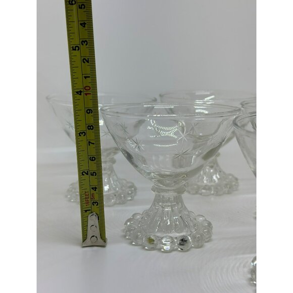 VTG Anchor Hocking Etched Starburst Laurel Boopie Glasses Set 5 Bubble Base 3.5" - Picture 4 of 7